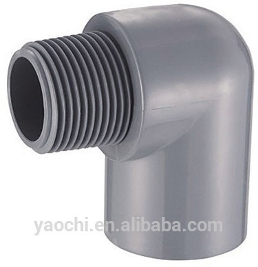 China supplier PVC SCH80 thread 90 deg male elbow